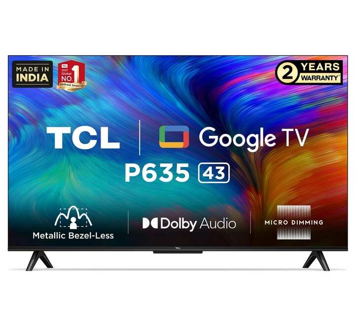 TCL 108 cm (43 inches) Metallic Bezel-Less Series 4K Ultra HD Smart LED Google TV (43P635)
